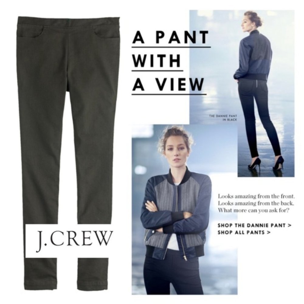 J.Crew Olive Green Dannie Back Zip Pants Size 2